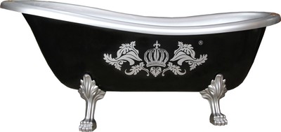 4251549313472 - PompÃ¶Ã¶s by Luxus Badewanne Deluxe freistehend von Harald GlÃ¶Ã¶ckler Schwarz   Silber 1470mm mit silberfarbenen LÃ¶wenfÃ¼ssen