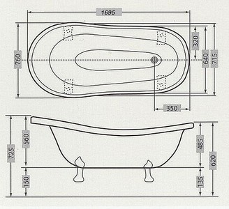 Pomp&ouml;&ouml;s by Casa Padrino ba&ntilde;o de lujo de lujo independiente de Harald Gl&ouml;&ouml;ckler negro / plata 1560mm con patas de le&oacute;n plateado – Bild 3
