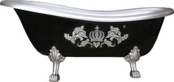 4251549313489 - PompÃ¶Ã¶s by Luxus Badewanne Deluxe freistehend von Harald GlÃ¶Ã¶ckler Schwarz   Silber 1560mm mit silberfarbenen LÃ¶wenfÃ¼ssen