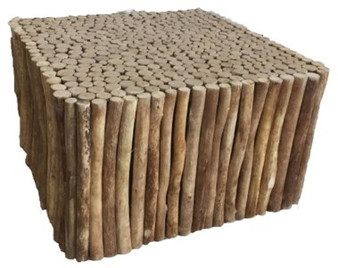 4251549313892 - Landhausstil Couchtisch Naturfarben 80 x 80 x H 46 cm - Handgefertigter Wohnzimmertisch