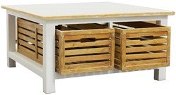4251549313908 - Landhausstil Couchtisch WeiÃ   Naturfarben 90 x 90 x H 47 cm - Handgefertigter Wohnzimmertisch mit 2 HolzkÃ¶rben