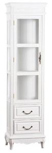 4251549313939 - Landhausstil Vitrine Antik WeiÃ 45 x 30 x H 170 cm - Handgefertigte Shabby Chic Vitrine mit TÃ¼r und 2 Schubladen