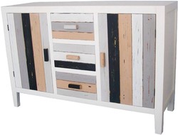 4251549314103 - Landhausstil Kommode mit 2 TÃ¼ren und 3 Schubladen Mehrfarbig 120 x 40 x H 80 cm - Shabby Chic MÃ¶bel