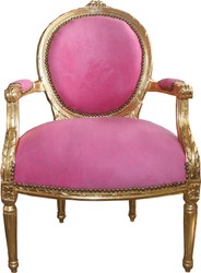 4251549314875 - Barock Medaillon Salon Stuhl Rosa   Gold - MÃ¶bel Antik Stil