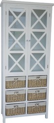4251549314943 - Landhausstil Vitrine WeiÃ   Naturfarben 86 x 38 x H 204 cm - Handgefertigter Vitrinenschrank im Landhausstil