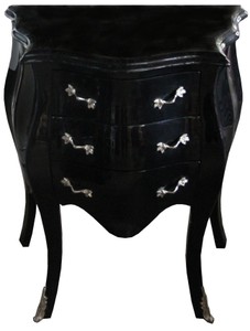 4251549315094 - Barock Kommode Schwarz   Silber H 74 cm B 64 cm T 40 cm - Nachttisch Kommode