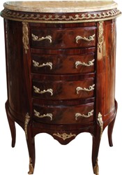 4251549315148 - Barock Kommode Mahagoni Braun Intarsien mit Marmorplatte B 68 cm H 89 cm - Barock Kommode - Limited Edition