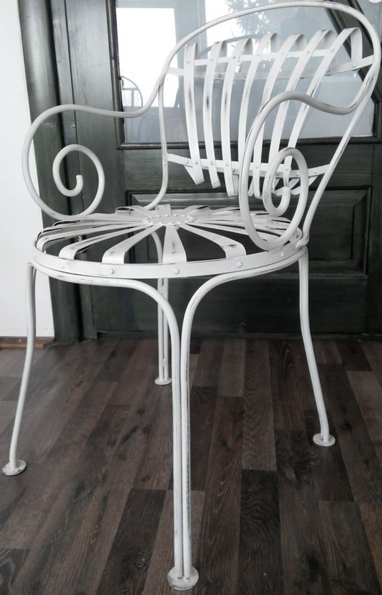 4251549315278 - Schmiedeeisen Gartenstuhl mit Armlehnen Ã 46 x H 94 cm - verschiedene Farben - Jugendstil GartenmÃ¶bel