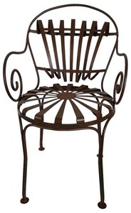 4251549315230 - Schmiedeeisen Gartenstuhl mit Armlehnen Ã 46 x H 94 cm - verschiedene Farben - Jugendstil GartenmÃ¶bel