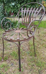 4251549315308 - Schmiedeeisen Gartenstuhl mit Armlehnen Ã 46 x H 94 cm - verschiedene Farben - Jugendstil GartenmÃ¶bel