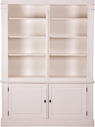4251549315933 - Landhausstil Wandschrank Antik WeiÃ  160 x 48 x H 215 cm - Landhausstil MÃ¶bel - BÃ¼cherregal
