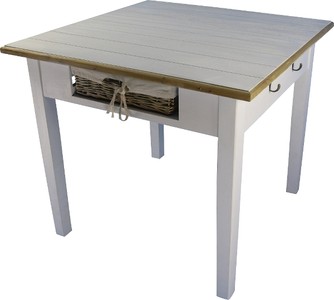 4251549315964 - Landhausstil Esstisch WeiÃ   Naturfarben 90 x 90 x H 78 cm - EsszimmermÃ¶bel im Landhausstil