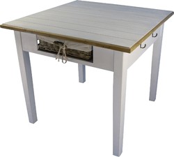 4251549315964 - Landhausstil Esstisch WeiÃ   Naturfarben 90 x 90 x H 78 cm - EsszimmermÃ¶bel im Landhausstil