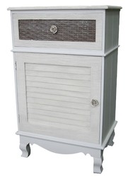 4251549316213 - Landhausstil Kommode Hellgrau   Braun 45 x 32 x H 76 cm - Handgefertigte Kommode mit TÃ¼r und Schublade