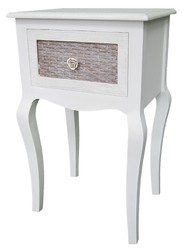 4251549316237 - Landhausstil Telefontisch Hellgrau   Braun 40 x 32 x H 68 cm - Handgefertigter Beistelltisch mit Schublade