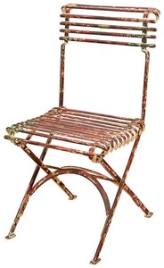 4251549316275 - Schmiedeeisen Gartenstuhl Antik Rot 40 x 50 cm - Zusammenklappbarer Gartenstuhl im Jugendstil