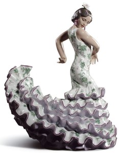 4251549316510 - Luxus Porzellan Skulptur Flamenco Frau Mehrfarbig 27 x H 47 cm - Handgefertigte Luxus Deko Figur - Limitierte Ausgabe