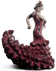 4251549316527 - Luxus Porzellan Skulptur Flamenco Frau Rot 27 x H 47 cm - Handgefertigte Luxus Deko Figur - Limitierte Ausgabe