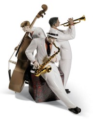 4251549316602 - Luxus Porzellan Jazz Trio Mehrfarbig 30 x H 35 cm - Limited Edition