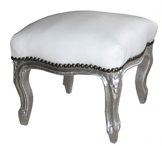 4251549316701 - Barock FuÃhocker WeiÃ   Silber