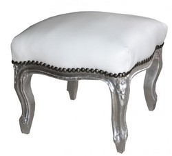 4251549316701 - Barock FuÃhocker WeiÃ   Silber