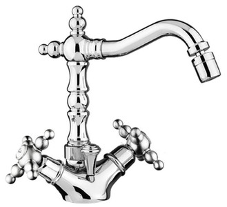 4251549316848 - Jugendstil Retro Waschtisch   Waschbecken Armatur Silber H 21 cm - Nostalgisches Bad ZubehÃ¶r