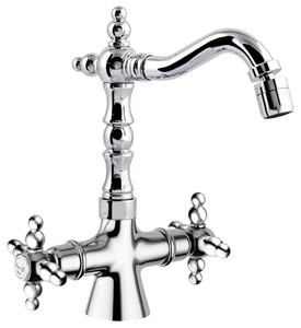 4251549316855 - Jugendstil Retro Waschtisch   Waschbecken Armatur Silber H 235 cm - Nostalgisches Bad ZubehÃ¶r