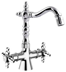 4251549316855 - Jugendstil Retro Waschtisch   Waschbecken Armatur Silber H 235 cm - Nostalgisches Bad ZubehÃ¶r