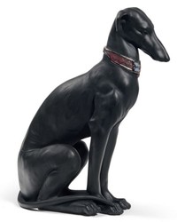 4251549316916 - Luxus Porzellan Skulptur Windhund Schwarz 11 x H 30 cm - Luxus QualitÃ¤t