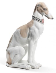 4251549316923 - Luxus Porzellan Skulptur Windhund WeiÃ   Braun 11 x H 30 cm - Luxus QualitÃ¤t