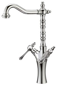 4251549316985 - Jugendstil Retro Waschtisch Armatur Silber H 475 cm - Waschbecken Armatur Made in Italy