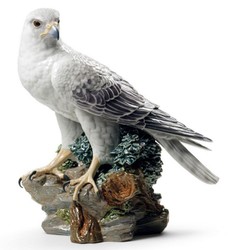 4251549317012 - Luxus Porzellan Falke   Gerfalke Skulptur Mehrfarbig 35 x H 41 cm - Limited Edition