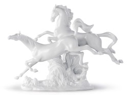 4251549317074 - Luxus Porzellan Skulptur Springende Pferde WeiÃ 38 x H 30 cm - Luxus Kollektion