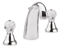 4251549317289 - Luxus Waschtisch Armatur   Dreilochbatterie mit Swarovski Kristallglas Silber - Luxus QualitÃ¤t