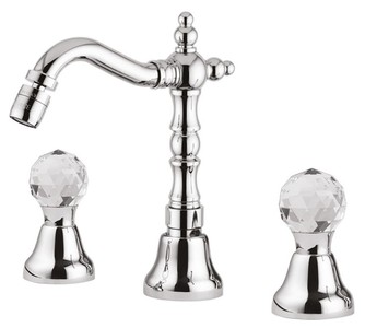 4251549317333 - Luxus Waschtisch Armatur mit Swarovski Kristallglas Silber H 20 cm - Luxus Waschbecken 3-Loch-Armatur