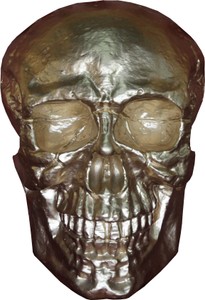 4251549317371 - Skulptur Totenkopf Skull Gold B 30 cm H 43 cm - Deko Figur - Wanddeko