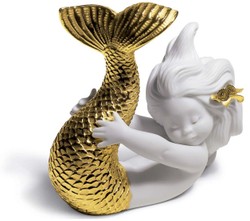 4251549317401 - Luxus Porzellan Figur Meerjungfrau WeiÃ   Gold 12 x H 10 cm - Luxus Wohnzimmer Dekoration