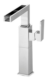 4251549317456 - Luxus Badezimmer Waschtischarmatur Silber H 31 cm - Einhand-Waschtischbatterie mit Wasserfall-Auslauf