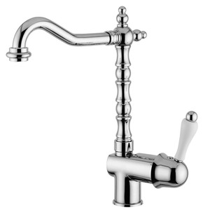 4251549317463 - Jugendstil Retro SpÃ¼ltischarmatur Silber   WeiÃ H 285 cm - Einhebelmischer fÃ¼r SpÃ¼lbecken Made in Italy