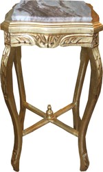 4251549317517 - Barock Beistelltisch Eckig Gold mit Marmorplatte 40 x 40 x H 725 cm Antik Stil - Telefon Blumen Tisch
