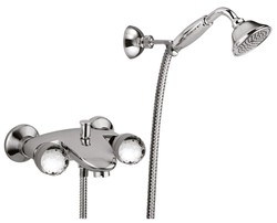 4251549317647 - Luxus Badezimmer Duschgarnitur mit Swarovski Kristallglas Silber - Badewannen Dusch Armatur Brauseset