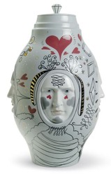 4251549319078 - Designer Porzellan Vase Grau   Mehrfarbig Ã 27 x H 39 cm - Handgefertigtes & Handbemaltes Luxus Deko Objekt