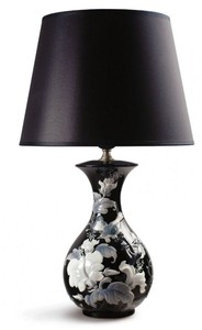4251549319283 - Luxus Porzellan Tischleuchte   Tischlampe Schwarz Ã 30 x H 51 cm - Luxus QualitÃ¤t