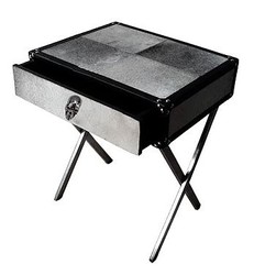 4251549319405 - Konsole Skull mit schwarz-weiÃen Kunstfell 51x41x61cm - Nachttisch Nachtkonsole