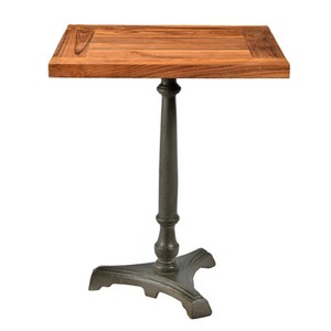 4251549319573 - Jugendstil Luxus Tisch   Beistelltisch Teak Holz   Eisen Mod2 60 x 60 x H74 cm  - Cafe Restaurant MÃ¶bel
