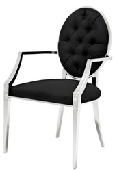 4251549319719 - Luxus Esszimmerstuhl mit Armlehnen Silber   Schwarz 57 x 65 x H 98 cm - EsszimmermÃ¶bel