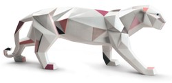 4251549320128 - Luxus Porzellan Panther Skulptur WeiÃ   Mehrfarbig 50 x H 19 cm - Hangefertigte & Handbemalte Deko Figur