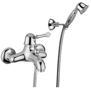 4251549320272 - Luxus Dusch Aufputz-Einhebelmischer mit Duplex Brauseset Silber - Luxus QualitÃ¤t Made in Italy