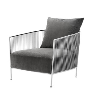 4251549320616 - Luxus Sessel Grau   Silber 69 x 77 x H 78 cm - Designer Hotel MÃ¶bel