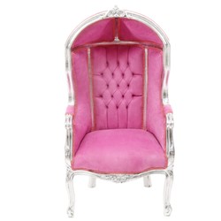 4251549320722 - Barock Kinder Ballon Thron Sessel Rosa  Silber - Ballon Sessel Barock MÃ¶bel